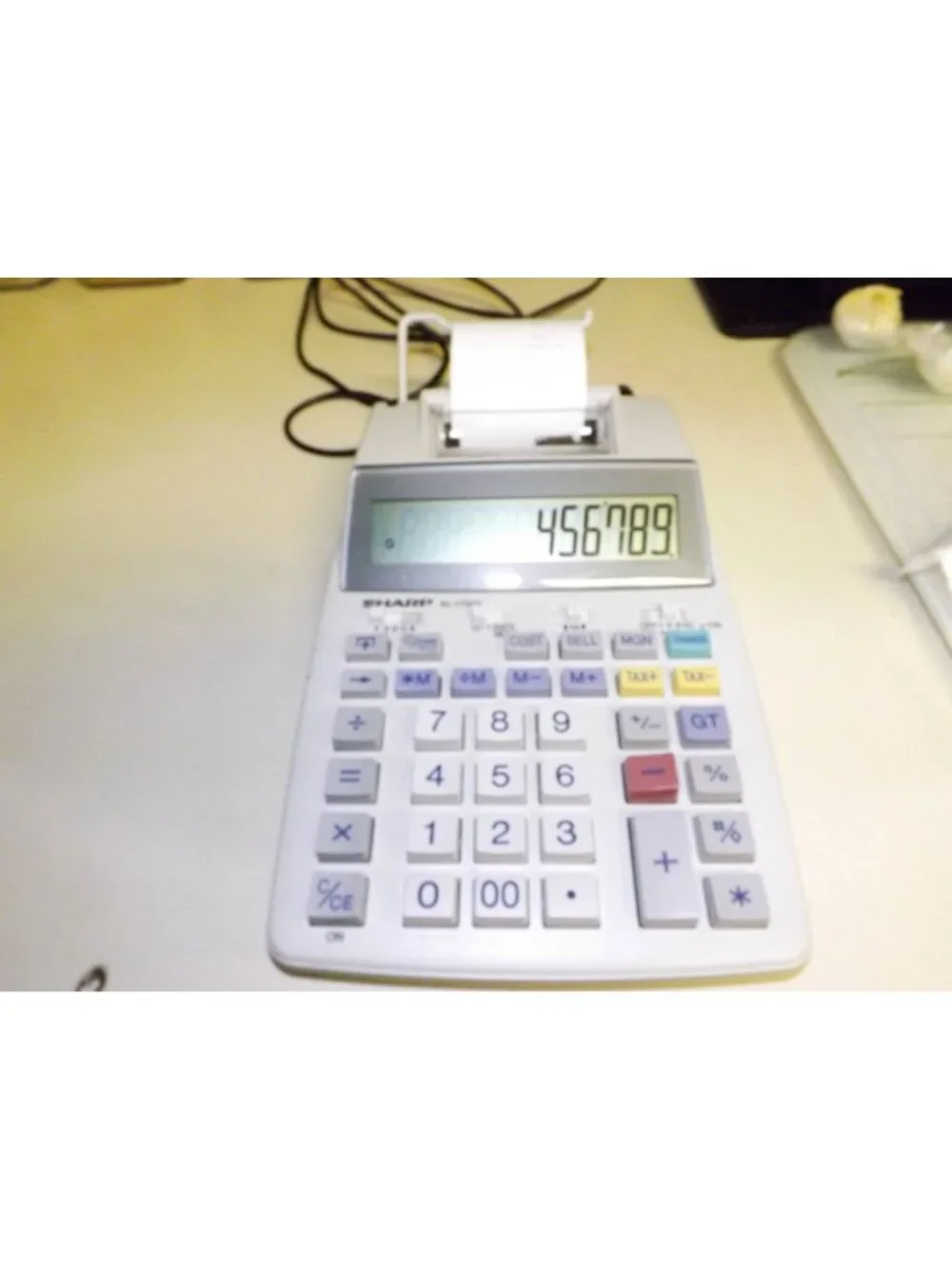 Sharp EL-1750V Printing Calculator W Adapter 12-Digit Display Tax Currency
